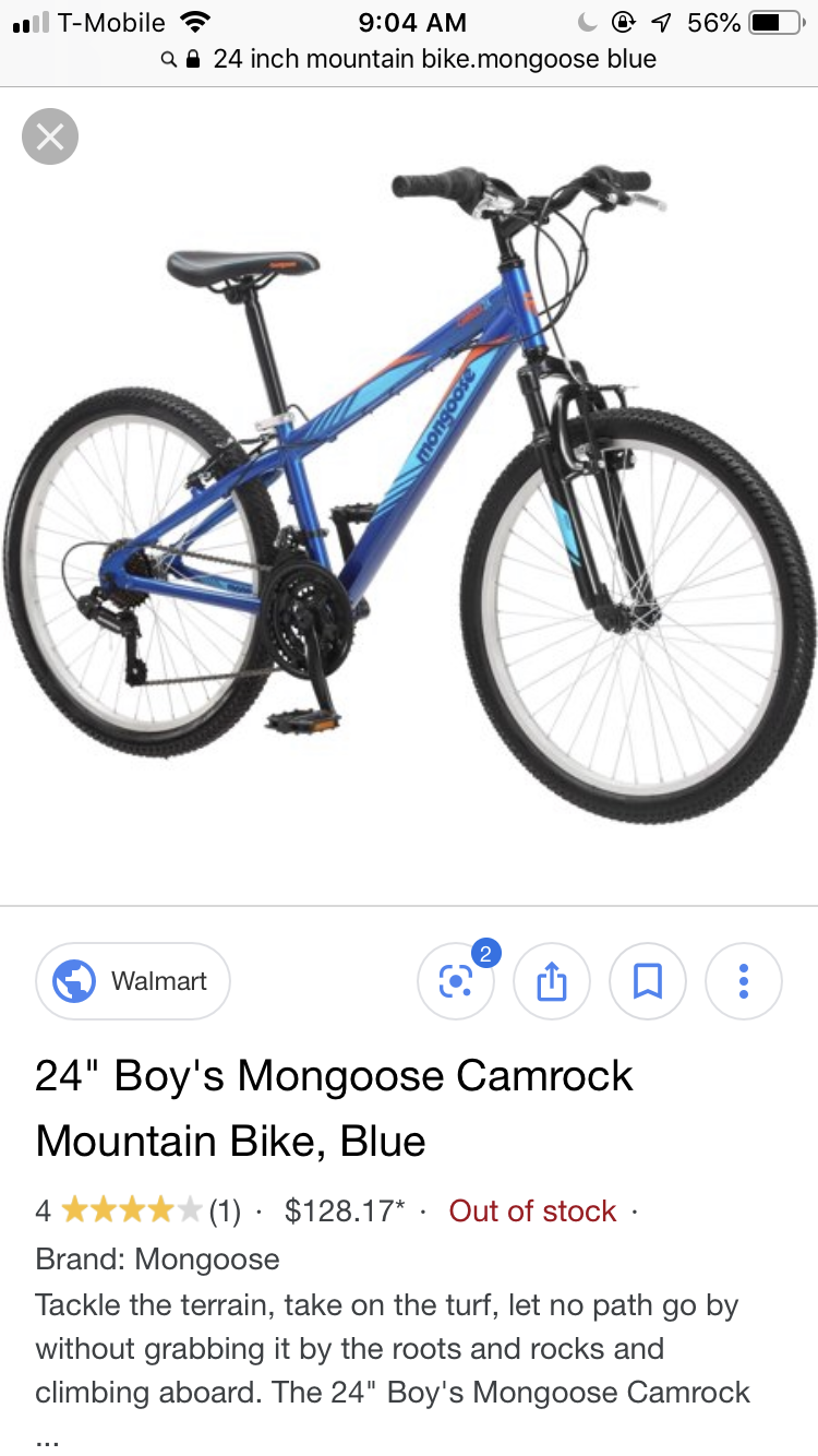 blue and orange mongoose bike